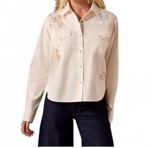 NEW ARIAT ashville embroidered snap shirt in sea salt